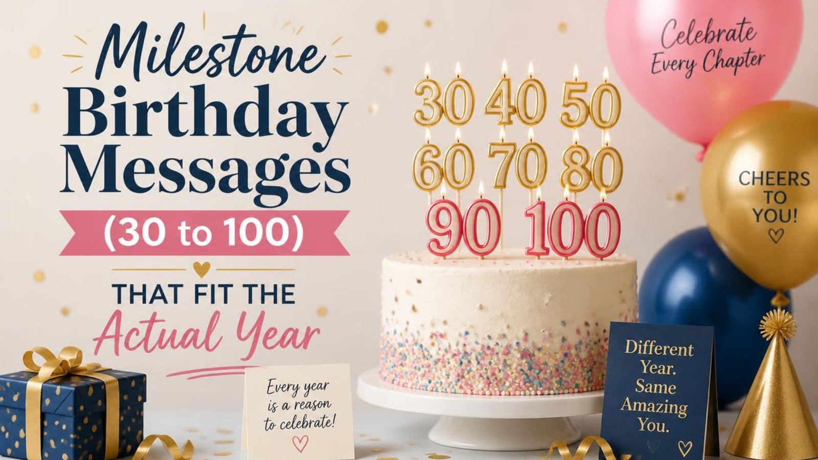 Milestone Birthday Messages (30 to 100) That Fit the Actual Year